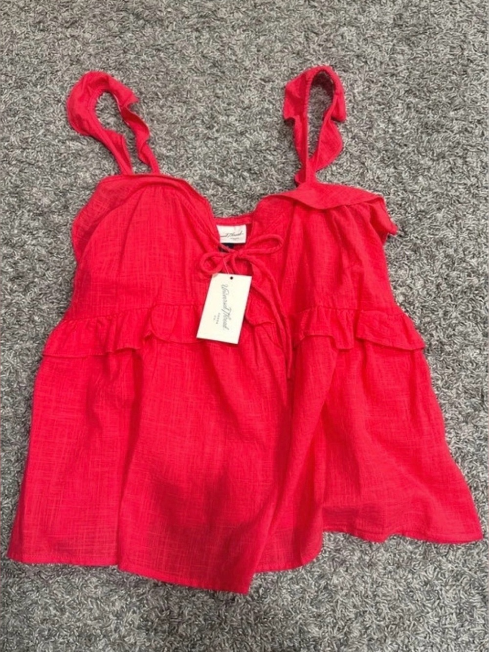 Universal Thread Vibrant Red Ruffle-Trim Tie-Front Camisole